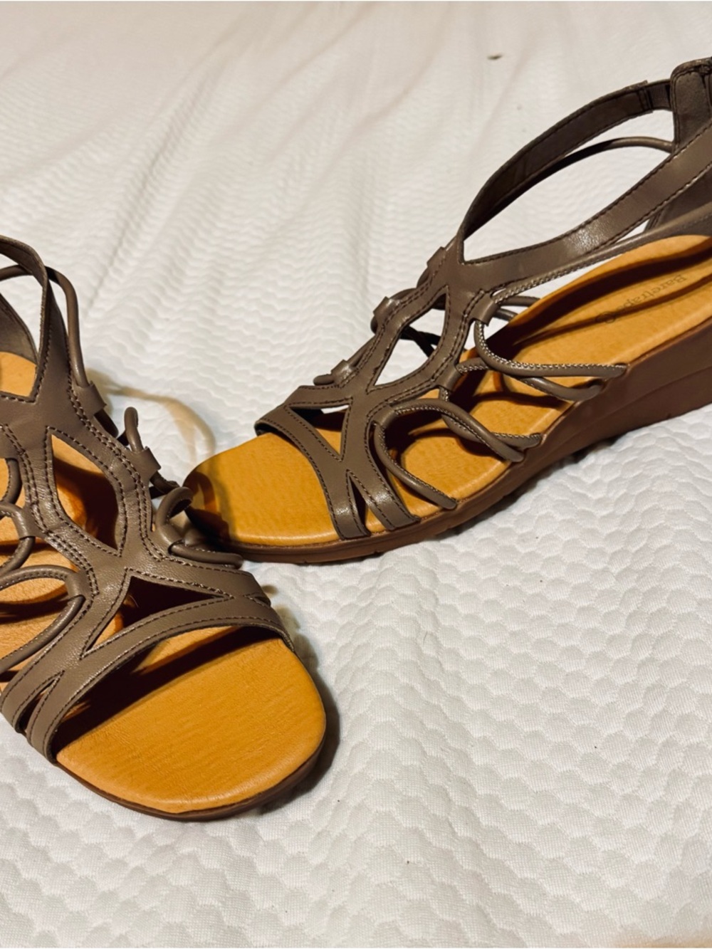 BareTraps Brown Strappy Wedge Sandals